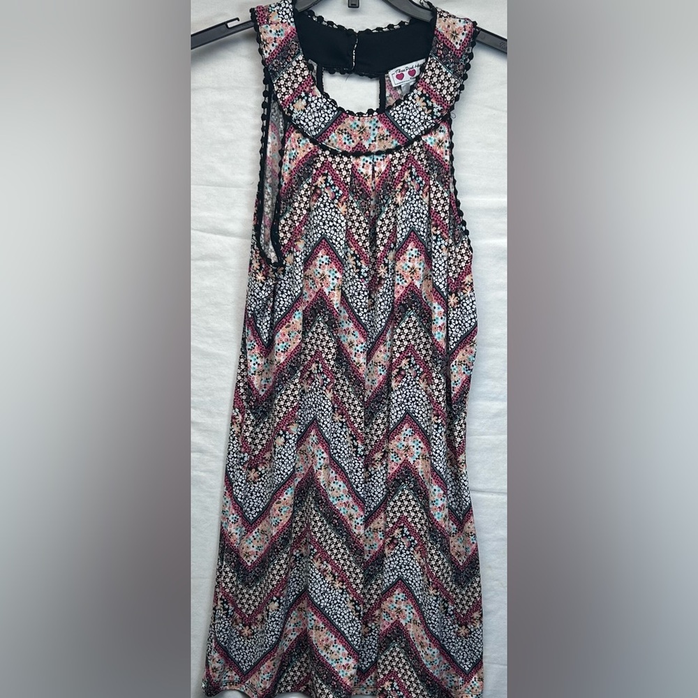 Three pink hearts Floral Chevron‎ Patterned dress